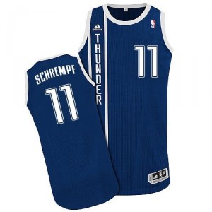 Maillot bleu marine de Detlef Schrempf NBA authentiques hommes - Adidas Oklahoma City Thunder # remplaçant 11