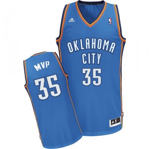 NBA Kevin Durant Swingman Homme's Blue Maillot - Adidas Oklahoma City Thunder #35 MVP