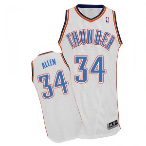 NBA Ray Allen Authentic Homme's Blanc Maillot - Adidas Oklahoma City Thunder #34 Home