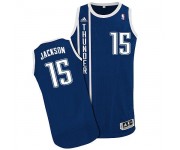 NBA Reggie Jackson Authentic Men's Navy Blue Jersey - Adidas Oklahoma City Thunder &15 Alternate