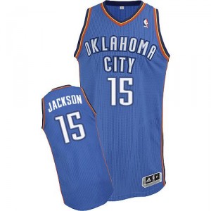 NBA Reggie Jackson Authentic Homme's Royal Blue Maillot - Adidas Oklahoma City Thunder #15 Road