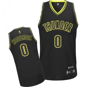NBA Russell Westbrook Authentic Homme's Black Maillot - Adidas Oklahoma City Thunder #0 Electricity Fashion