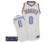 NBA Russell Westbrook Authentic Men's White Jersey - Adidas Oklahoma City Thunder &0 Home Autographed