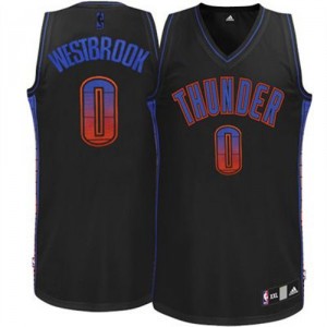 Maillot noir de NBA Russell Westbrook authentiques hommes - Adidas Oklahoma City Thunder # Vibe 0
