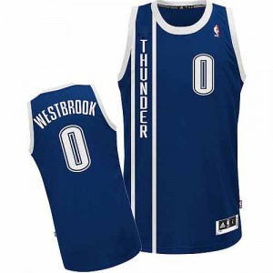 Maillot bleu marine de NBA Russell Westbrook authentiques hommes - Adidas Oklahoma City Thunder # remplaçant 0
