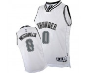 NBA Russell Westbrook Authentic Men's White on White Jersey - Adidas Oklahoma City Thunder &0