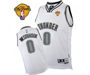NBA Russell Westbrook Authentic Men's White on White Jersey - Adidas Oklahoma City Thunder &0 Finals