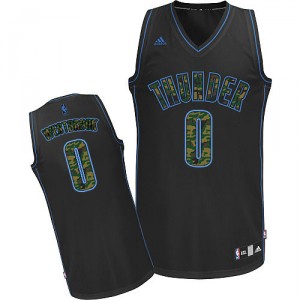 NBA Russell Westbrook Swingman Homme's Black Maillot - Adidas Oklahoma City Thunder #0 Camo Fashion