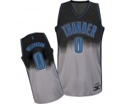 NBA Russell Westbrook Authentic Men's Black/Grey Jersey - Adidas Oklahoma City Thunder &0 Fadeaway Fashion
