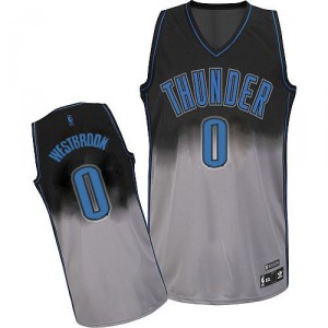 Noir/gris Maillot NBA Russell Westbrook authentique masculin - Adidas Thunder d'Oklahoma City # 0 Fadeaway Fashion
