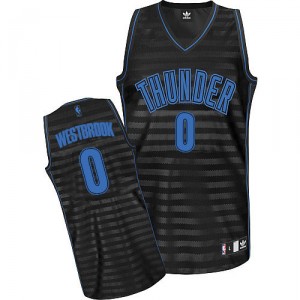 NBA Russell Westbrook Authentic Homme's Black/Grey Maillot - Adidas Oklahoma City Thunder #0 Groove