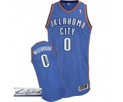 NBA Russell Westbrook Authentic Men's Royal Blue Jersey - Adidas Oklahoma City Thunder &0 Road Autographed