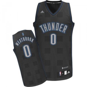 NBA Russell Westbrook Swingman Homme's Black Maillot - Adidas Oklahoma City Thunder #0 Rhythm Fashion