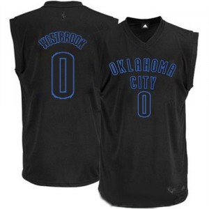 NBA Russell Westbrook Swingman Homme's Black on Black Maillot - Adidas Oklahoma City Thunder #0