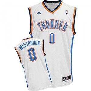 NBA Russell Westbrook Swingman Homme's Blanc Maillot - Adidas Oklahoma City Thunder #0 Home