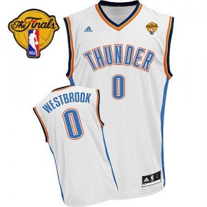 NBA Russell Westbrook Swingman Homme's Blanc Maillot - Adidas Oklahoma City Thunder #0 Home Finals