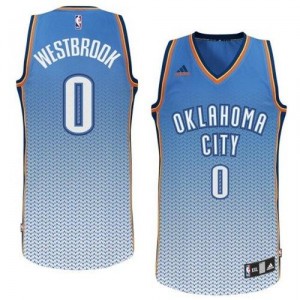 NBA Russell Westbrook Swingman Homme's Blue Maillot - Adidas Oklahoma City Thunder #0 Resonate Fashion