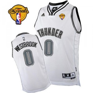 NBA Russell Westbrook Swingman Homme's Blanc on Blanc Maillot - Adidas Oklahoma City Thunder #0 Finals