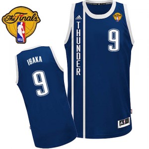 NBA Serge Ibaka Swingman Homme's Navy Blue Maillot - Adidas Oklahoma City Thunder #9 Alternate Finals