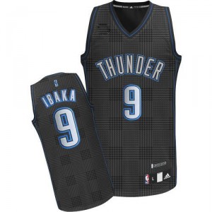 NBA Serge Ibaka Authentic Homme's Black Maillot - Adidas Oklahoma City Thunder #9 Rhythm Fashion