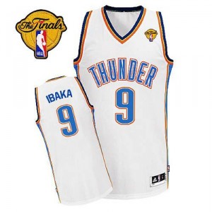 NBA Serge Ibaka Authentic Homme's Blanc Maillot - Adidas Oklahoma City Thunder #9 Home Finals