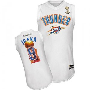 NBA Serge Ibaka Swingman Homme's Blanc Maillot - Adidas Oklahoma City Thunder #9 2012 Finals