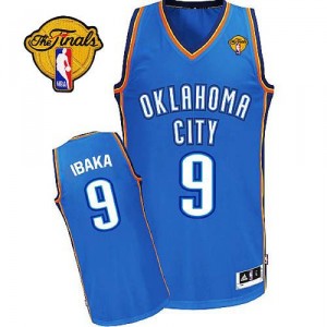 NBA Serge Ibaka Authentic Homme's Royal Blue Maillot - Adidas Oklahoma City Thunder #9 Road Finals