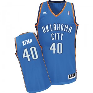 NBA Shawn Kemp Swingman Homme's Royal Blue Maillot - Adidas Oklahoma City Thunder #40 Road