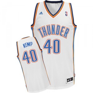 NBA Shawn Kemp Swingman Homme's Blanc Maillot - Adidas Oklahoma City Thunder #40 Home