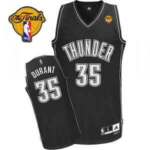 Maillot noir/blanc de NBA Kevin Durant authentiques hommes - Adidas Oklahoma City Thunder 35 finales
