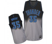 NBA Kevin Durant Authentic Men's Black/Grey Jersey - Adidas Oklahoma City Thunder &35 Fadeaway Fashion