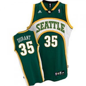 Maillot vert de NBA Kevin Durant authentiques hommes - Adidas Oklahoma City Thunder 35 Seattle SuperSonics Style