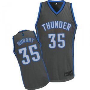 Maillot gris de NBA Kevin Durant authentiques hommes - Adidas Oklahoma City Thunder 35 Graystone Fashion