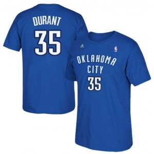 Adidas Oklahoma City Thunder Road de Kevin Durant 35 bleu Royal Net numéro manches courtes T-Shirt homme