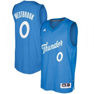 Adidas Oklahoma City Thunder 0 Russell Westbrook authentique bleu Royal 2016 - 2017 Noël jour NBA maillot hommes