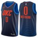 Hommes 2017-18 saison Russell Westbrook Oklahoma City Thunder &0 déclaration Navy Swing Maillot