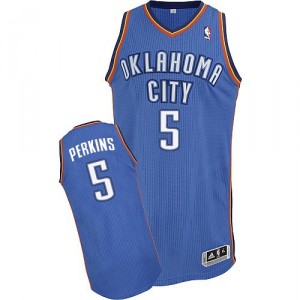 NBA Kendrick Perkins Authentic Homme's Royal Blue Maillot - Adidas Oklahoma City Thunder #5 Road