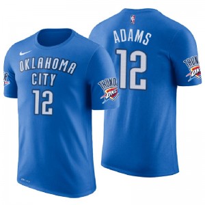 T-shirt à manches courtes pour hommes de Oklahoma City Thunder # 12 Steven Adams Icône Edition bleu