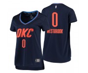 Chandails d'Oklahoma City Thunder féminins de marque ^ 0 Russell Westbrook Statement Edition Navy Réplique Jersey
