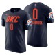 Oklahoma City Thunder ^ 0 Russell Westbrook T-shirt en jersey avec nom et numéro bleu marine