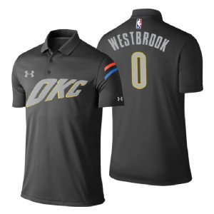 Polo Thunder Oklahoma City pour hommes # 0 Russell Westbrook City Edition - Gris
