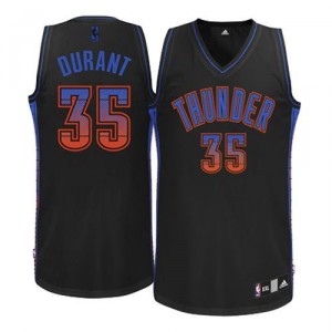 Maillot noir de NBA Kevin Durant authentiques hommes - Adidas Oklahoma City Thunder # mode 35