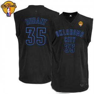 Noir NBA Kevin Durant authentique homme sur Maillot noir - Adidas Oklahoma City Thunder # 35 finales
