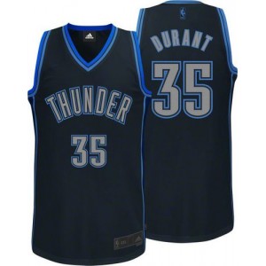 NBA Kevin Durant Authentic Homme's Black Maillot - Adidas Oklahoma City Thunder #35 Graystone Fashion