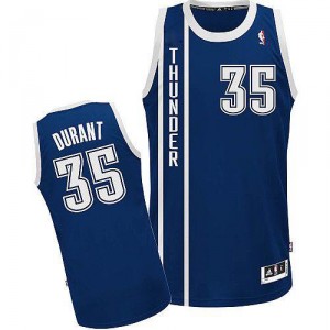 NBA Kevin Durant Authentic Homme's Navy Blue Maillot - Adidas Oklahoma City Thunder #35 Alternate