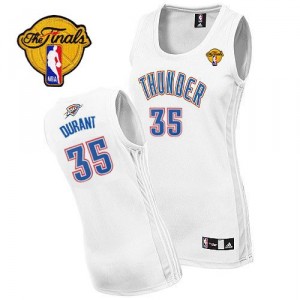Maillot blanc NBA Kevin Durant authentiques femmes - Adidas Oklahoma City Thunder # 35 finales maison